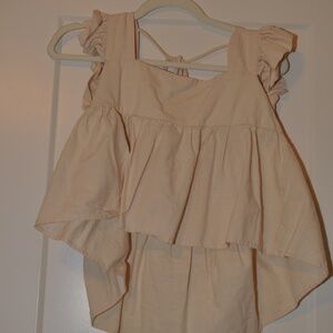 Cream Tie Back Top Size L